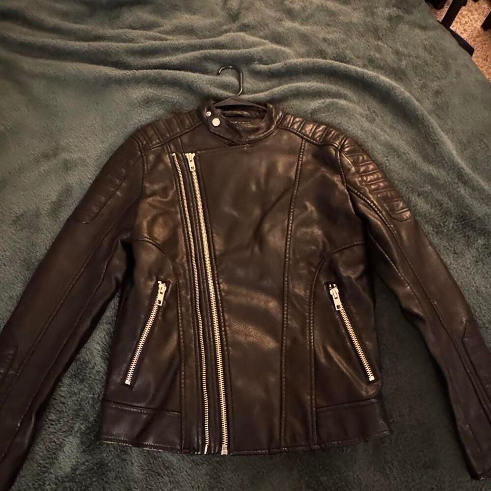 Zara Men's Black Leather Jacket